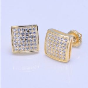 925 lab diamond screw back earring
